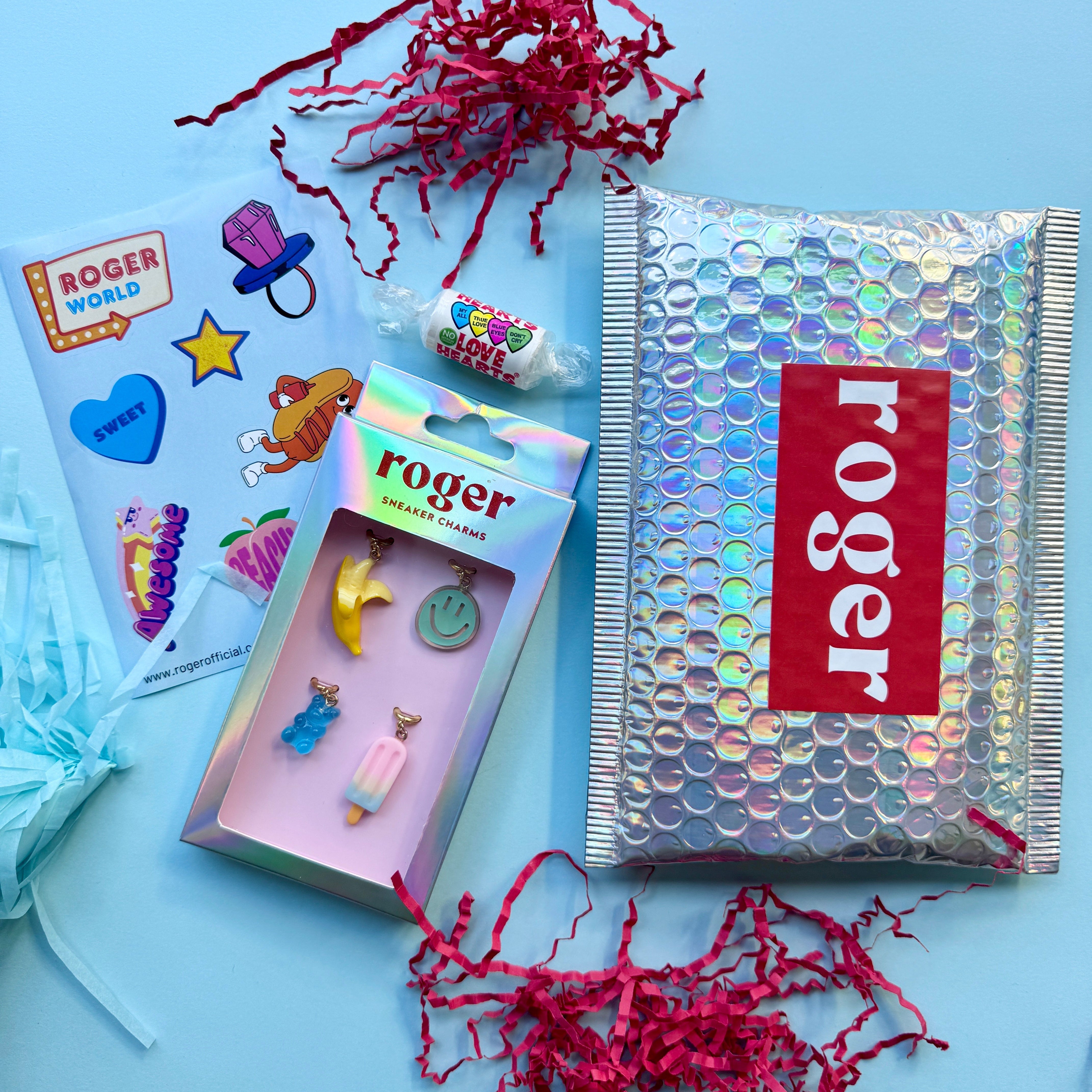 Roger charm pack in set of ten for party favours