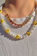 YO' RAD FACE SMILEY PEARL NECKLACE