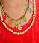 YO' RAD FACE SMILEY PEARL NECKLACE